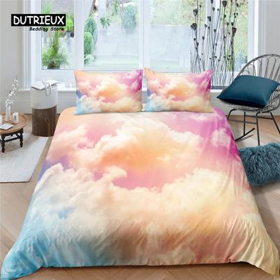 Literie de Luxe pour la Maison Impression Nuages Colorés 2/3 Pièces Housse de Couette Douce Taie d'Oreiller Tailles Queen et King Ensemble de Literie pour Enfants Tailles EU/US/AU