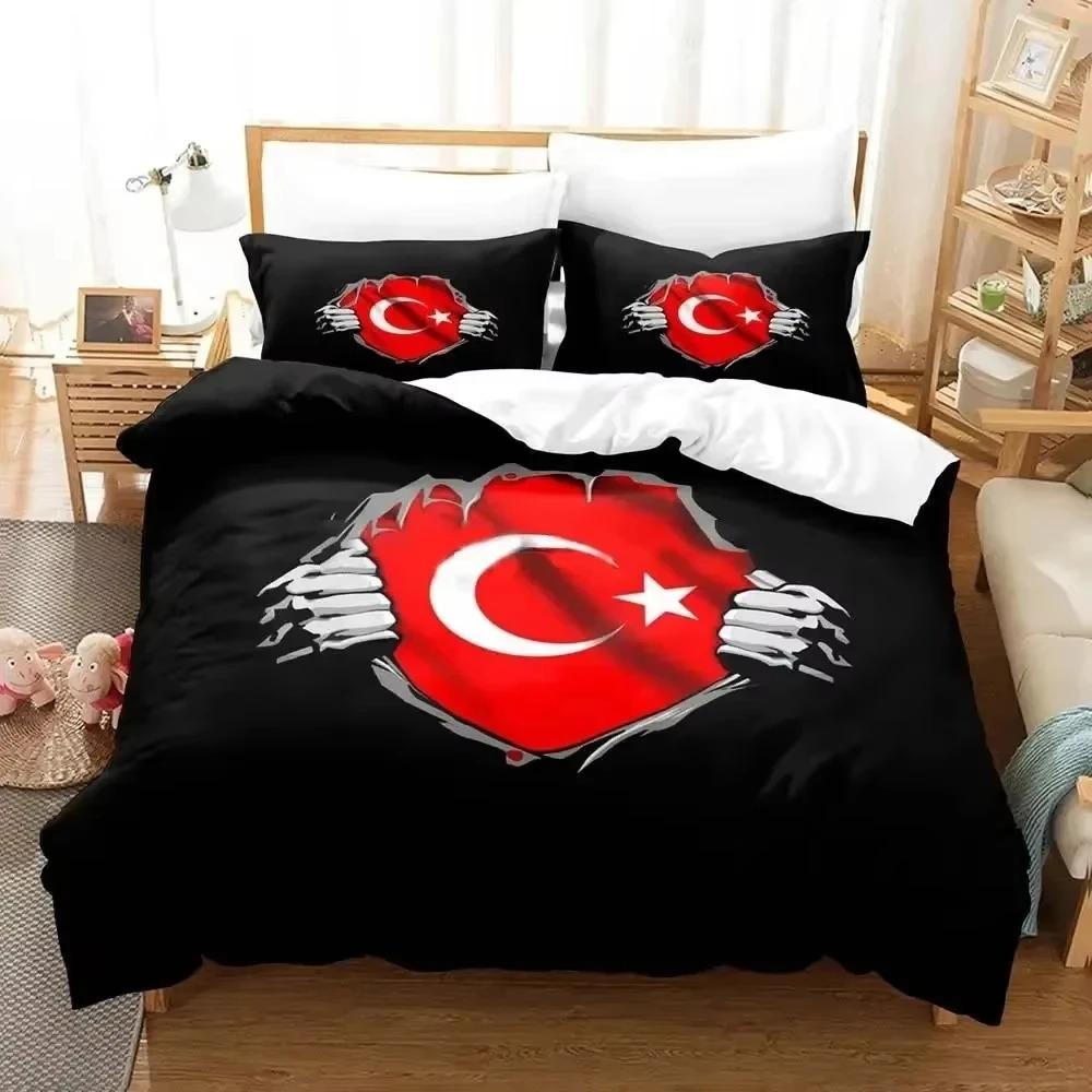Fashion 3d Print Turkey Flag Bedding Set Duvet Cover Bed Set Quilt Cover Pillowcase Comforter King Queen Size Boys Adult Bedding