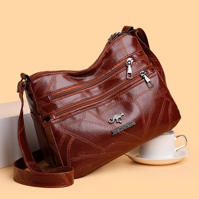 Torba Damska Miękka Tekstura Torba Prosta Atmosfera Torba na Ramię Duża Pojemność Torba Crossbody Torba dla Mamy w Średnim Wieku