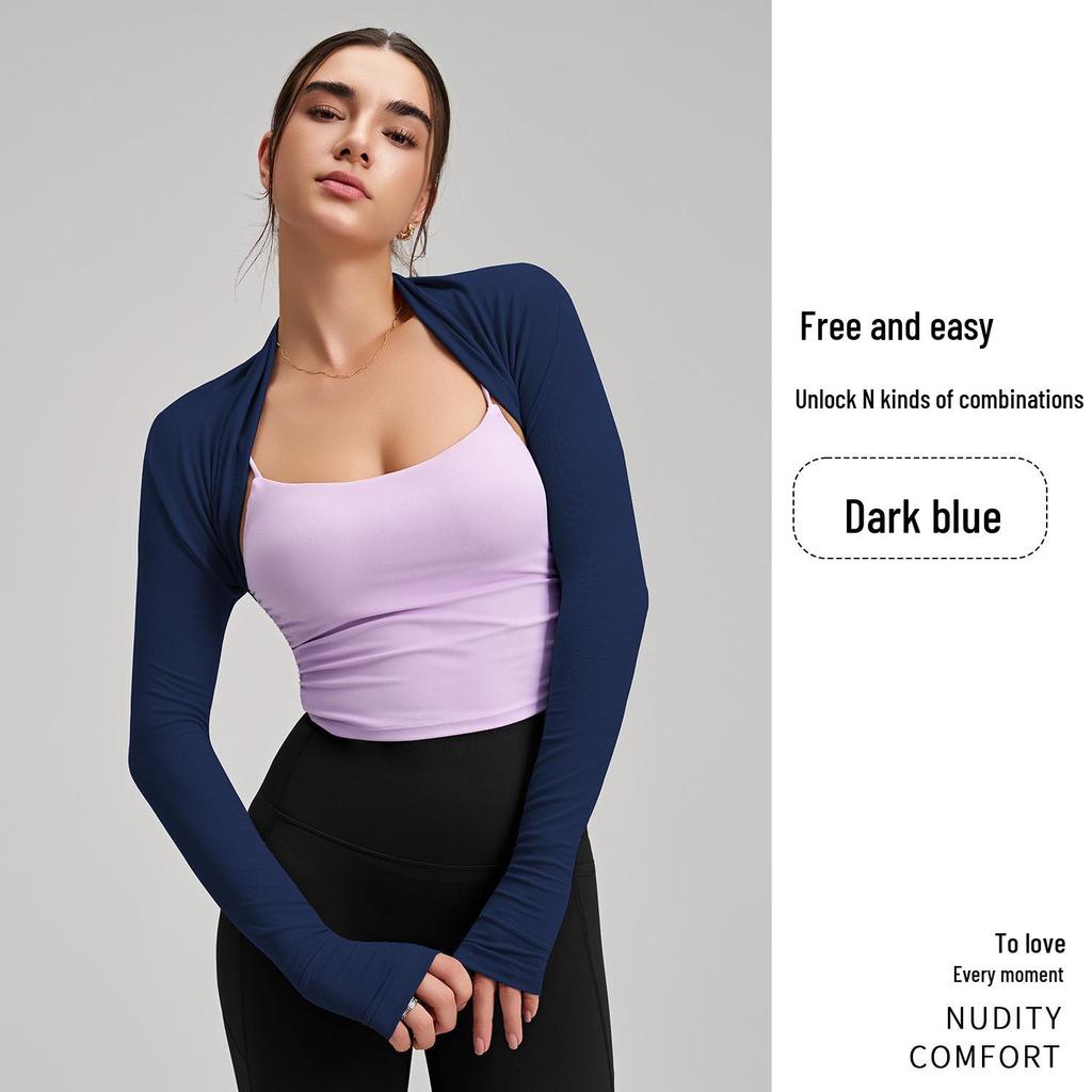 Curated Sports Long Sleeve Yoga Cardigan - Solid Color Shawl for Armpit Coverage & Training