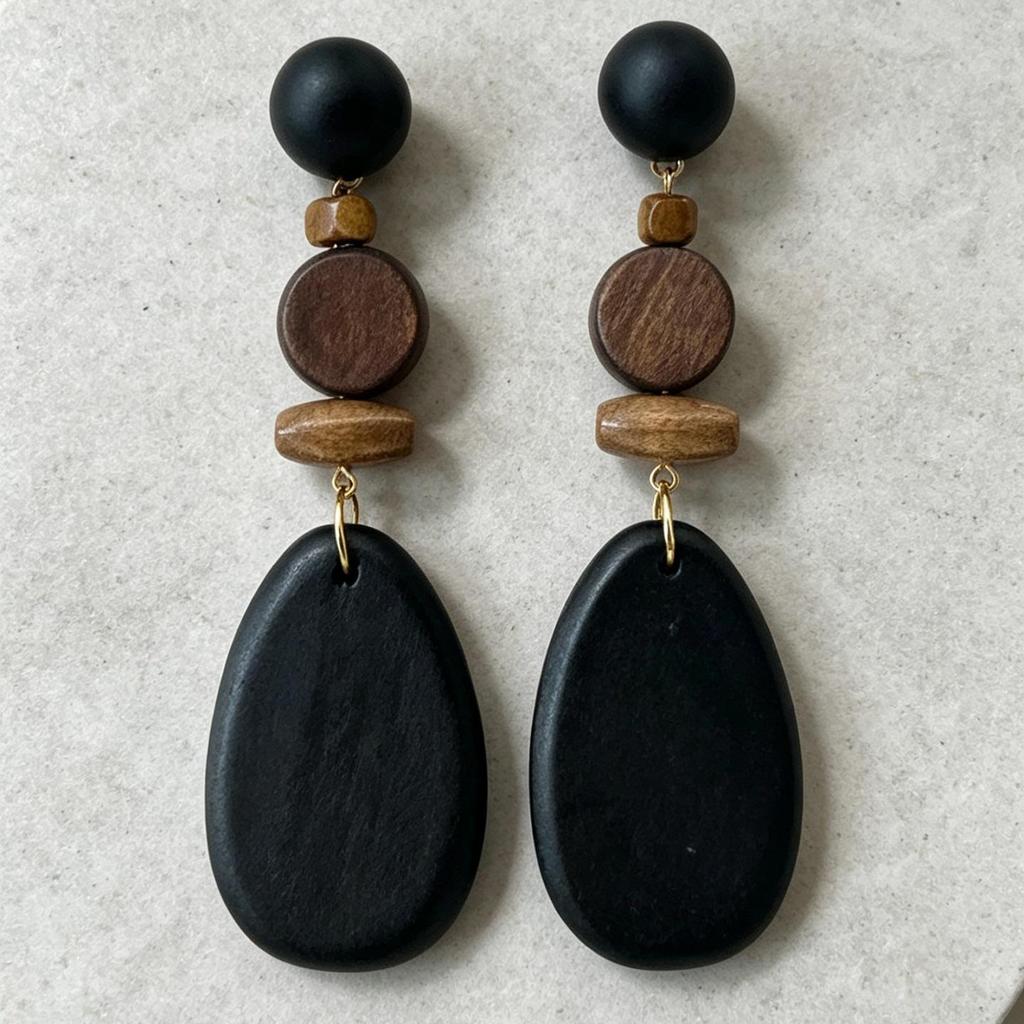 Vintage Black Series Stud Earrings 925 Silver Needle Minimalist High-End Personality Accessories for Women