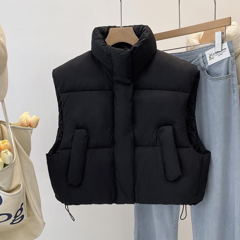 Cotton vest women's autumn and winter new stand-up collar thickened loose short sleeveless cotton vest jacket trendy