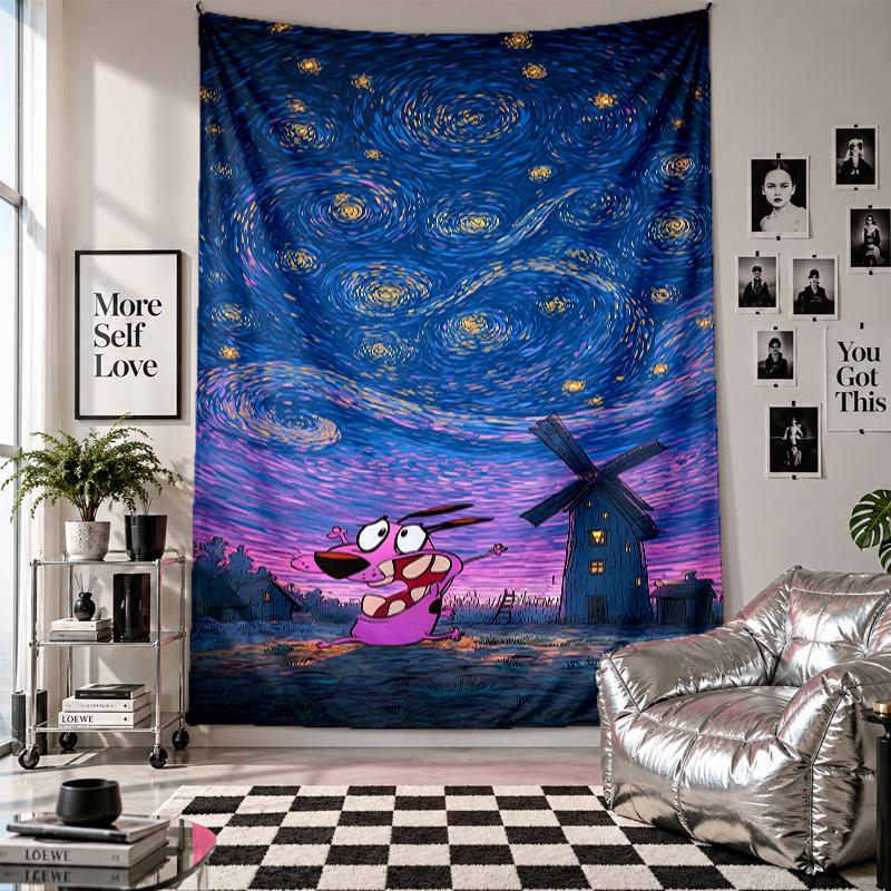 Wall TapestryCourage the Cowardly Dog Art Hanging Cloth Decorative Background Cover for Room Decoration