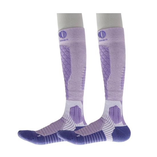 

Женские утепленные лыжные носки из шерстяной смеси, до колена, термоноски, дышащие, компрессионные, спортивные носки, против запаха, для зимних видов спорта, пеших походов, охоты L фиолетовый