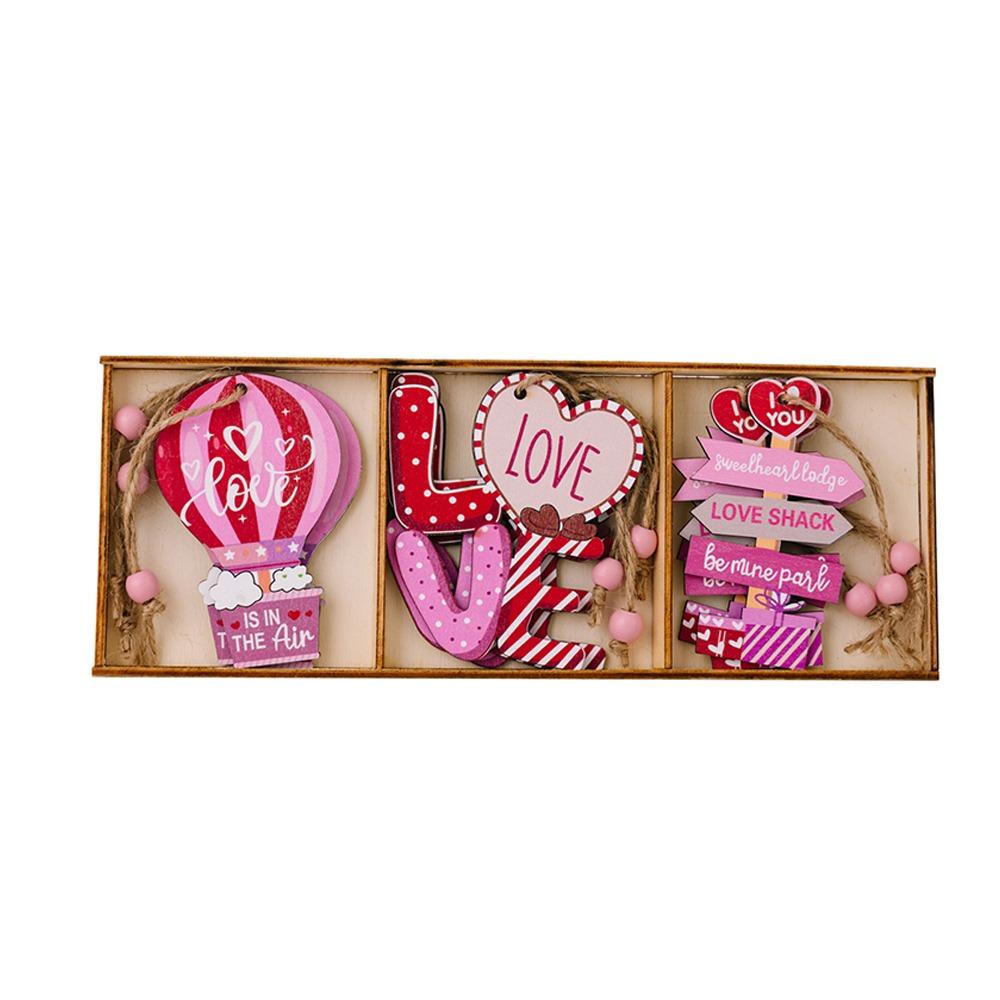 

Mini Valentine s Wooden Pendant Pink Happy Valentine s Day Decoration Party Favor Gifts Style 3