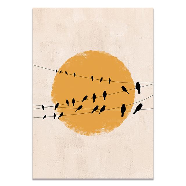 Poster abstract Iarnă Dimineața Arborele Soarelui Imprimare Nordică Imagine de perete Scandinavă Opere de artă Pictură pe pânză Simplitate Decor pentru acasă