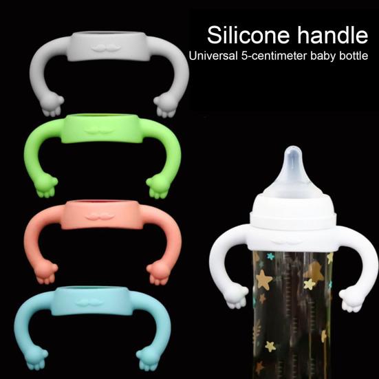 Baby Bottle Silicone Handle Soft Grip Breastfeeding Bottle Handle Attachment Flexible Bottle Accessory for Newborns