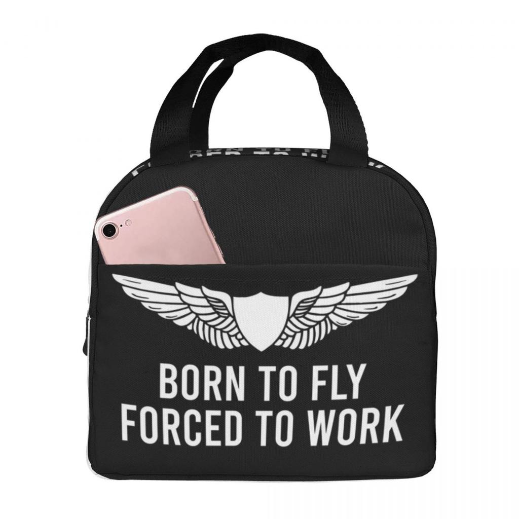Born To Fly Captain Stripes Flight Pilot Insulated Lunch Bag Office Cooler Thermal Food Box Tote Leakproof Lunch Boxes Container