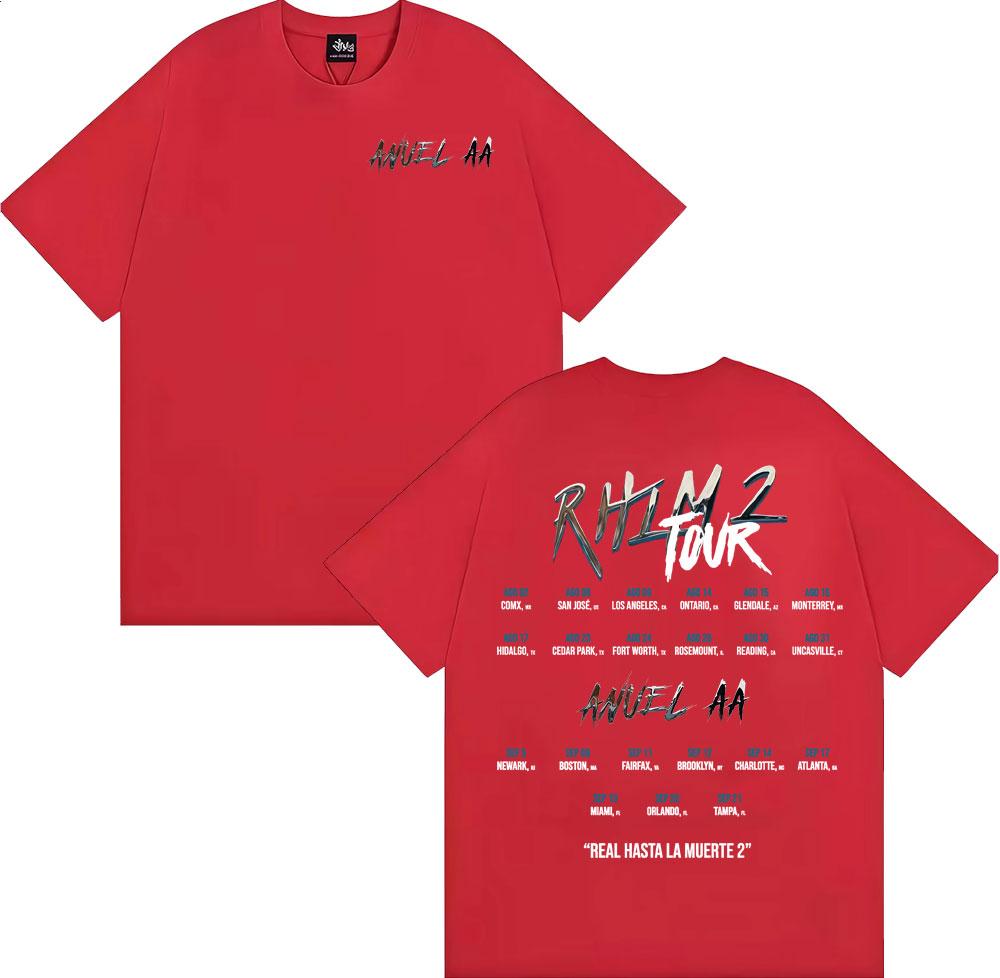 Anuel AA Rhlm 2 Real Hasta La Muerte Album Print T Shirt Mens Women Hip Hop 90s Vintage Cotton Short Sleeve Tshirts Streetwear