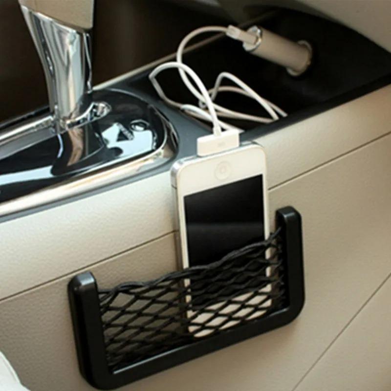 1/2pcs Universal Car Organizer Mesh Storage Bag Net Pocket Phone Holder Net Auto Seat Side Interior Back Sundries Pocket Holder
