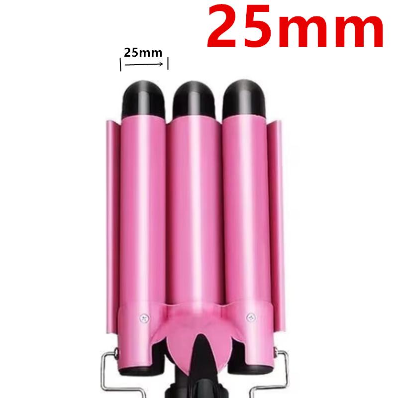 Custom Logo Electric Wholesale Home Use Magic Hair Curler 3-in-1 Triple Deep Waver Iron PTC Ceramic 3-Barrel Hair Waver LCD
