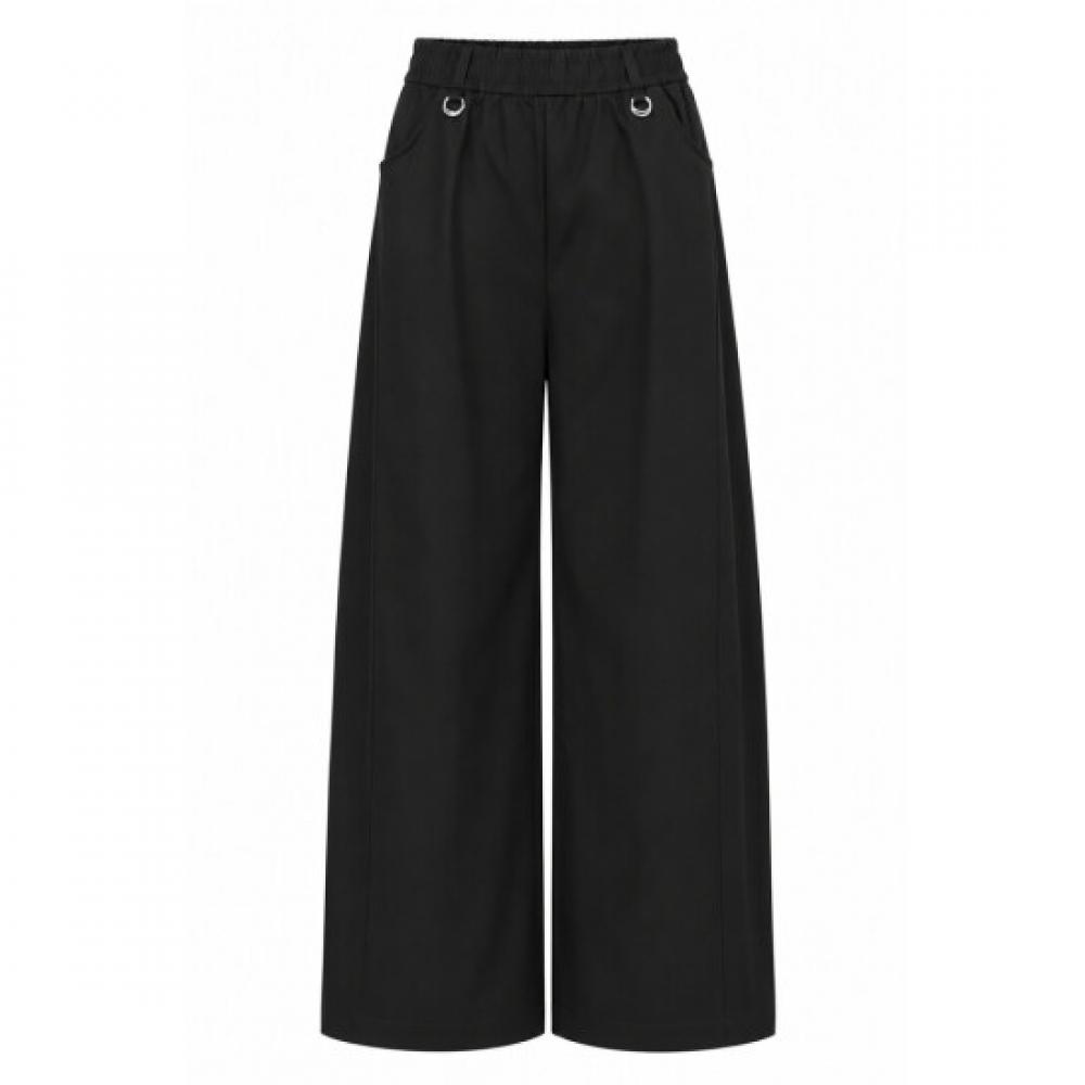 ShOp WOmens Elastic Waist O Ring Wide Plain midseasOn Pants Black Ntt Wpt260