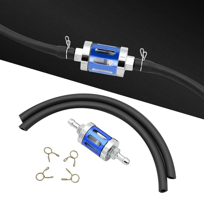 1 Set Motorbike Replaceable Accessories Motorcycle 8mm Inline Gasoline Oil Filter Glass Engine Gas Fuel Hose Clip CNC Tool Kit