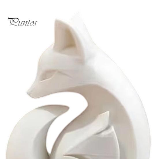 Nordic Style Fox Ornament 3D Printed Sculpture, Matte White Minimalist Solid Structure Ornament, Dust-resistant Art Piece Stain-Resistant Smooth