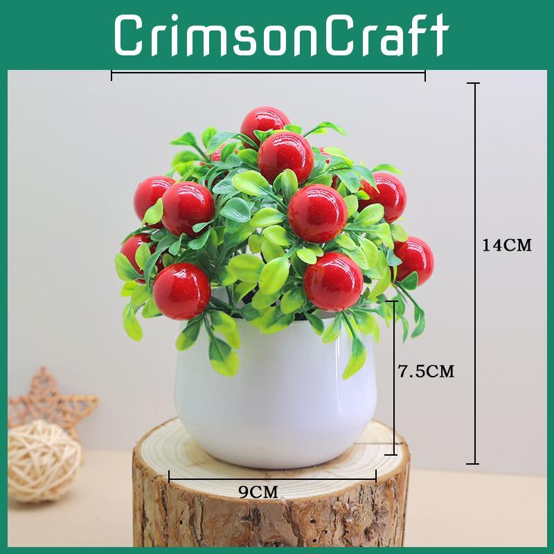 Simulated Plants Green Apples Oranges Cherries Potted Plants Desktop Decor Plant