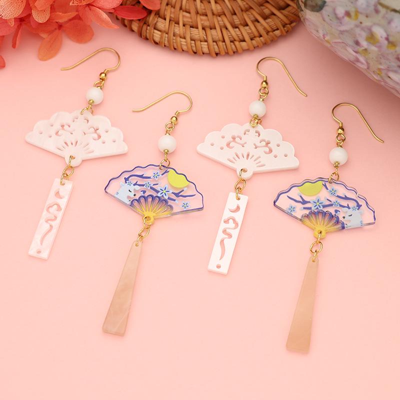 Elegant Chinese Style Qipao Fan Tassel Earrings