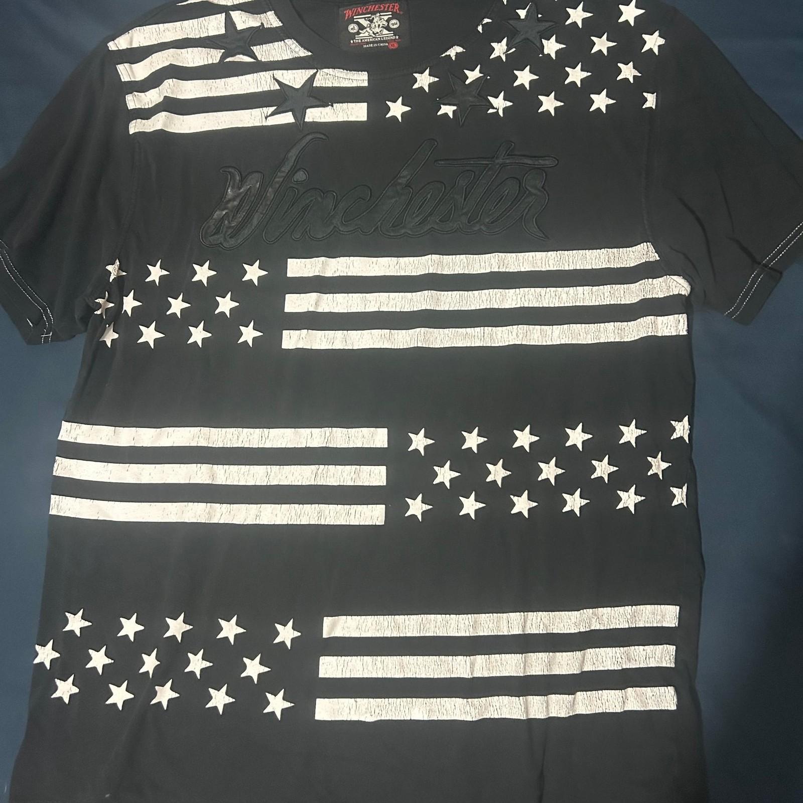 Winchester Black American Flag Graphic Men s Size L Unisex T-Shirt XXXL