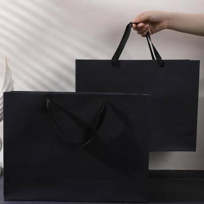 1pc Senior Black Kraft Paper Bag Wedding Christmas Party Candy Food Cookies Packing Paper Bags Fashion Clothes Gifts Pack Bags