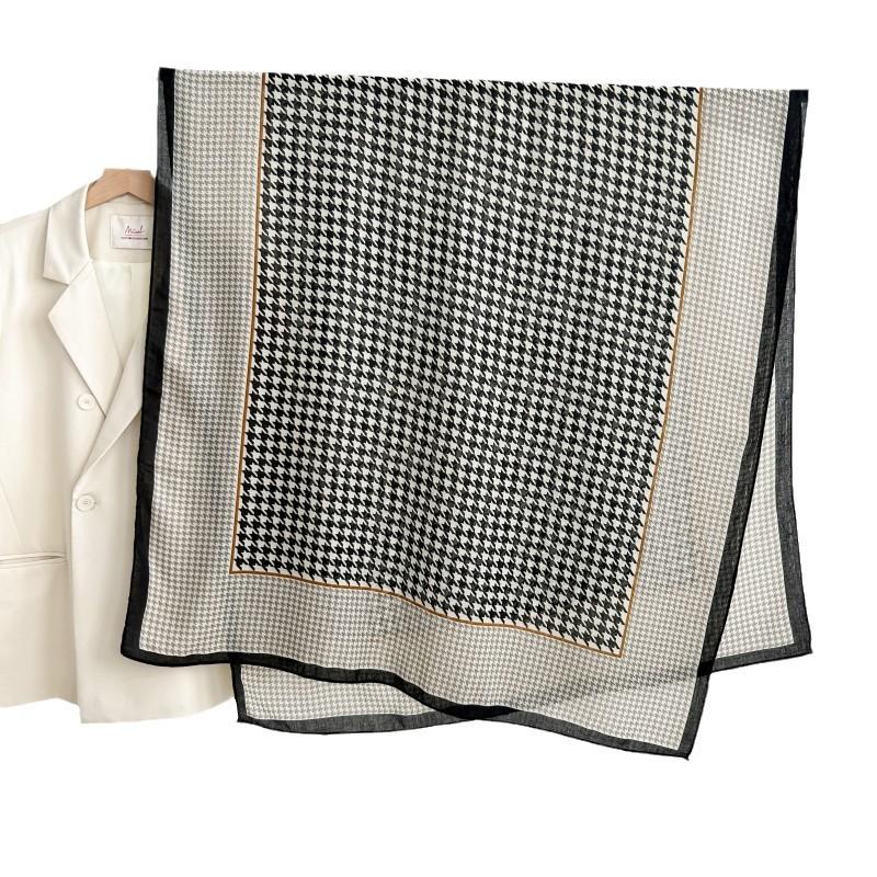 Elegant Houndstooth Pattern Lightweight Warm Long Neck Scarf For Women