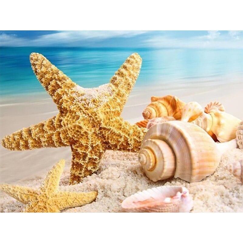New 5D DIY Sea View Diamond Painting Starfish Diamond Embroidery Animal Cross Stitch Full Round Drill Home Decor Art Gift