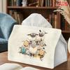 2D Flat 1pc, Tissue Box. Cartoon Sheep Stacked Pattern Napkin Dispenser, Reusable, Daily Desktop Tissue Organizer, Suitable for Kitchen Living Room Be