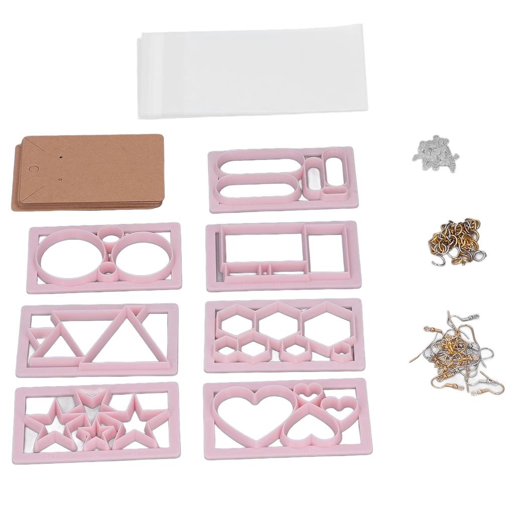Zestaw wykrawaczek z gliny polimerowej 7 kształtów geometrycznych DIY Rękodzieło Plastelina Zestaw do robienia kolczyków z haczykami i ogniwkami