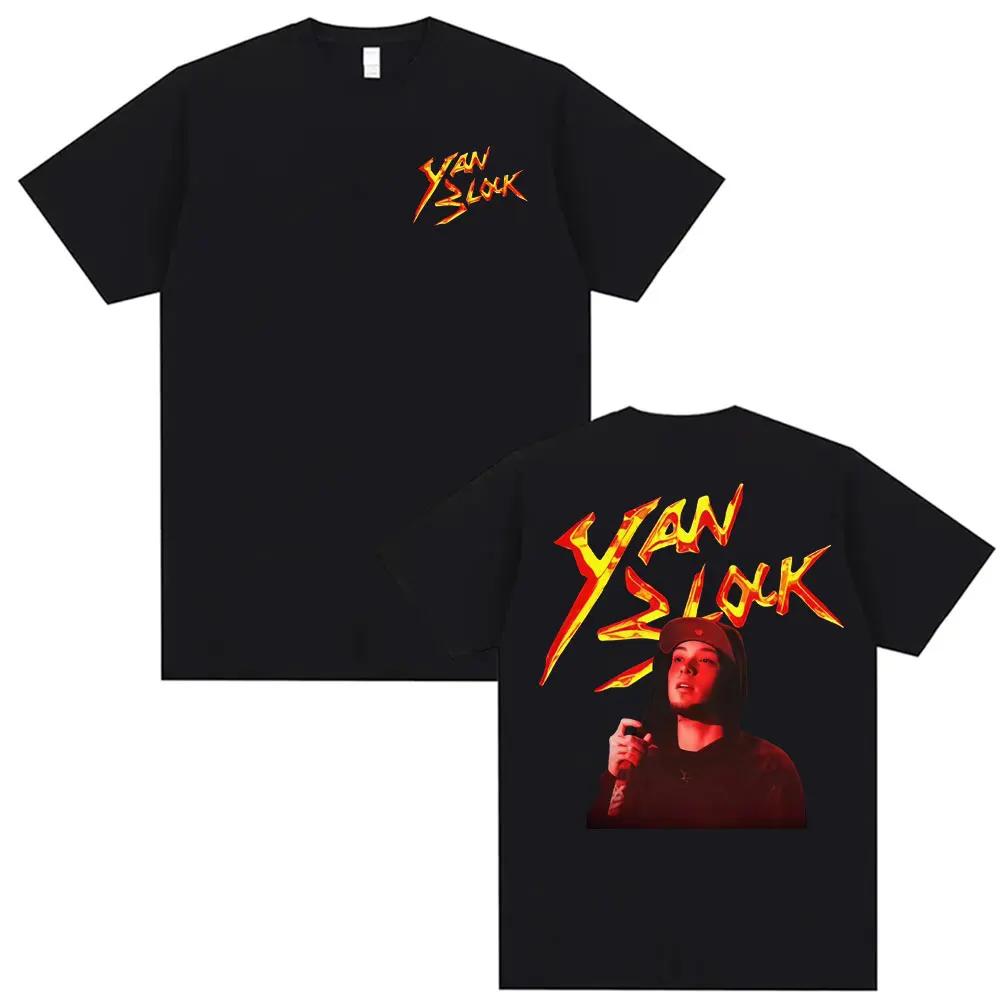 

Rap Singer Yan Block Album Tour Double-sided Pattern T-shirt 2026 Summer Men s Retro Oversized Cotton T-shirt Street Wear Y2K S разноцветный