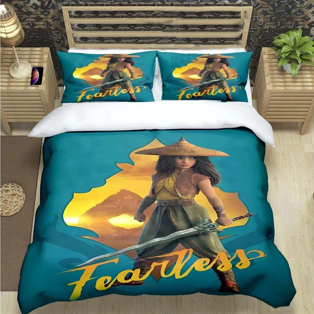 Mode Cartoon Raya und der letzte Drache Druck Bettwäschesets Bettzubehör Set Bettbezug Bettdecken-Set Bettwäscheset Geschenk