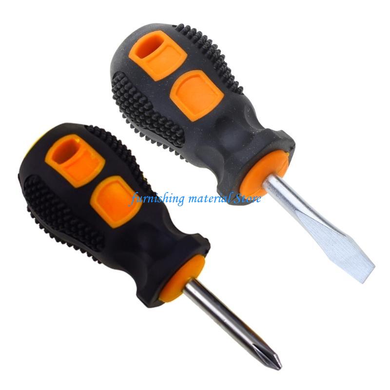 Y5GD 2PCS Short Handle Screwdriver Set Mini Portable Radish Head Flat Automotive Manual Maintenance China Mainland
