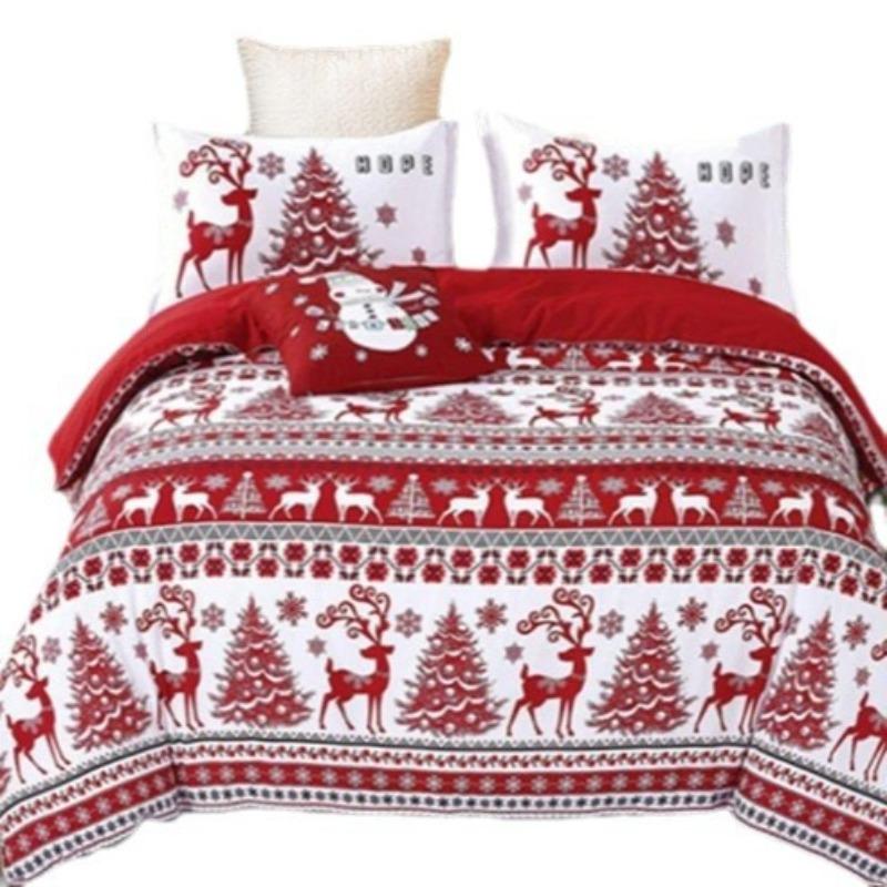 3D Digital Printing Christmas Three-Piece Set, Holiday Decoration Bedding Set
