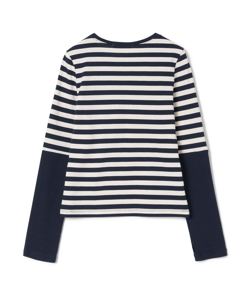 MILLO WOMEN Striped Warmer T-Shirt [Navy]