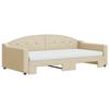 VidaXL Daybed with Trundle and Mattress Cream 100x200 Cm Fabric 3197557