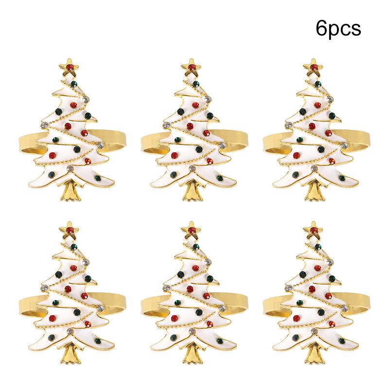 

6 шт. Рождественская посуда Кольца для салфеток Пряжки Рождественская елка Креативные украшения для обеденного стола