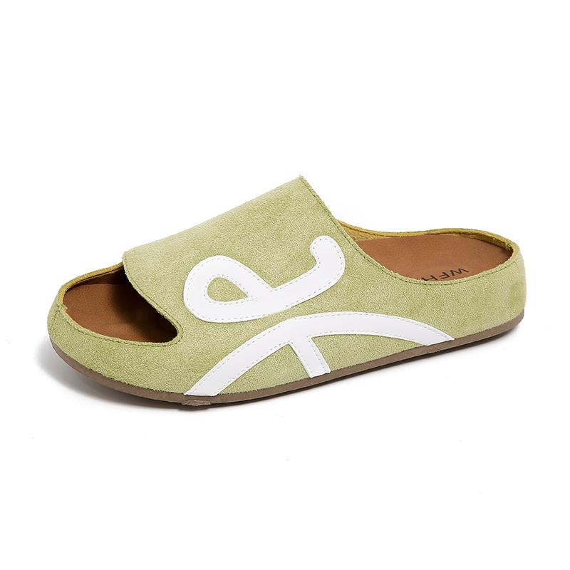 Fashion 2025 Spring and Summer New Women's Open-toe Slippers Slip-on Lazy Slippers Retro Platform Flip-flops