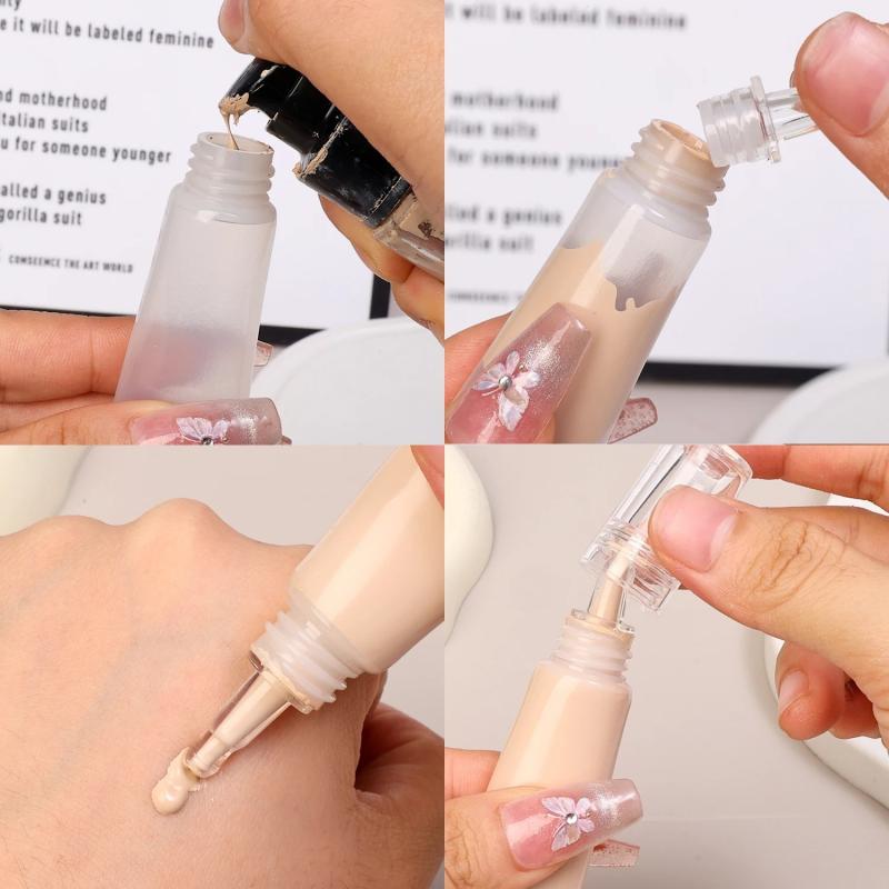 1/5Pcs Refillable Bottles With Cap Empty Dropper Bottle Transparent Plastic Foundation Cream Travel Cosmetic Sample Containers
