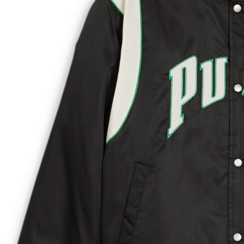Puma Letter Single Button Casual Sports Long Sleeve Baseball Jacket Unisex Jackets Black 626147-01