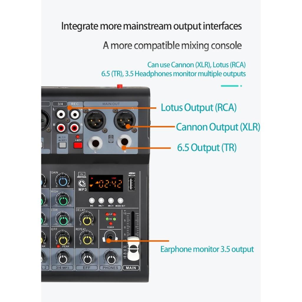 Professional Mixer Bluetooth 5.0 Computer Recording Live Broadcast Small Home Stage Audio Reverb System Sound Card Mixer