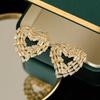 New Copper Micro Inlaid Cubic Zirconia Heart Shaped Hollow Earrings Clothing Accessories Gifts