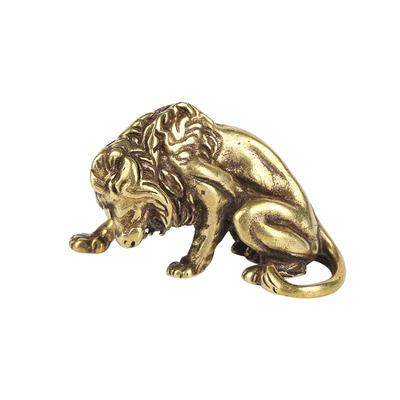 Starožitný bronz Socha silného lvího krále Vintage Měděný Tygr Lev Leopard Socha Ornamenty Zvířecí čaj Postava domácího mazlíčka Dekor na plochu