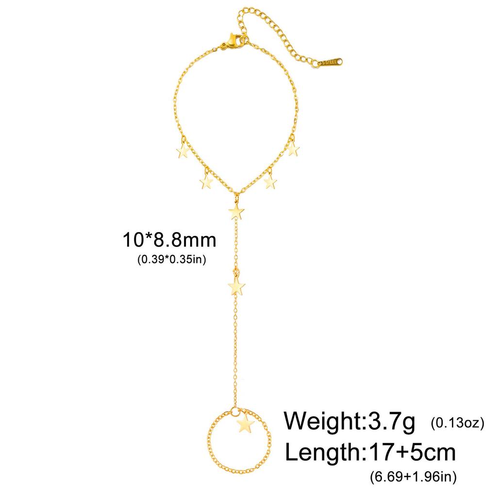 Trendy Gold Color Stars Finger Bracelet Stainless Steel Women's Hand Bracelet Ring Jewelry Birthday Gift 2026 Wholesale New