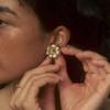 Spring Retro Fashion Gold And Silver Color Matching Flower Removable Multi-Wear Earrings S925 Silver Needle Stud Earrings Trendy Temperament Earrings