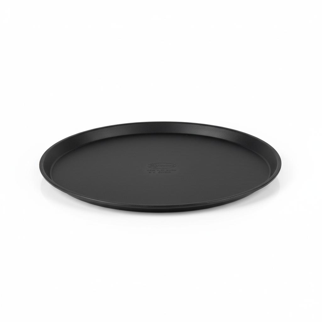 ANTI-SLIP BLACK ROUND KITCHEN SERVING TRAY 36 cm