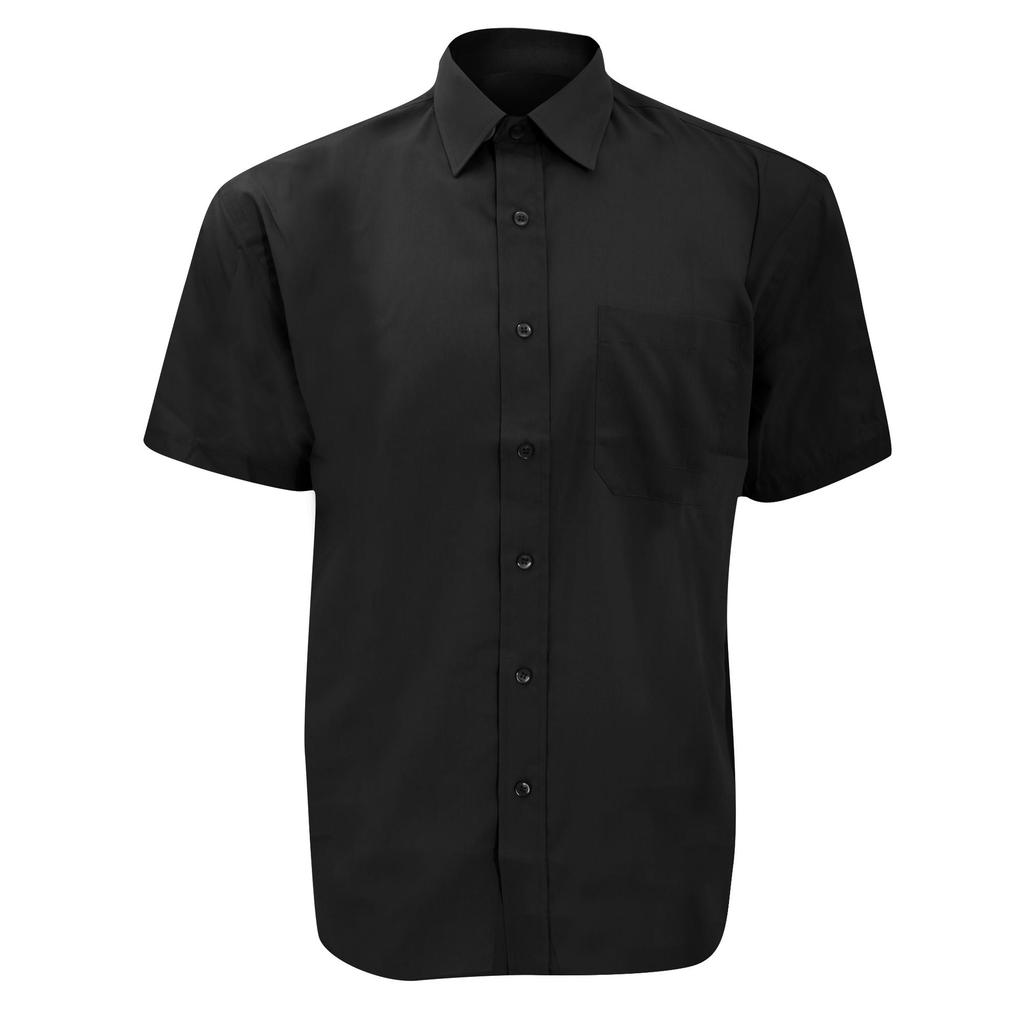 Russell Collection Mens Short Sleeve Poly-Cotton Easy Care Poplin Shirt