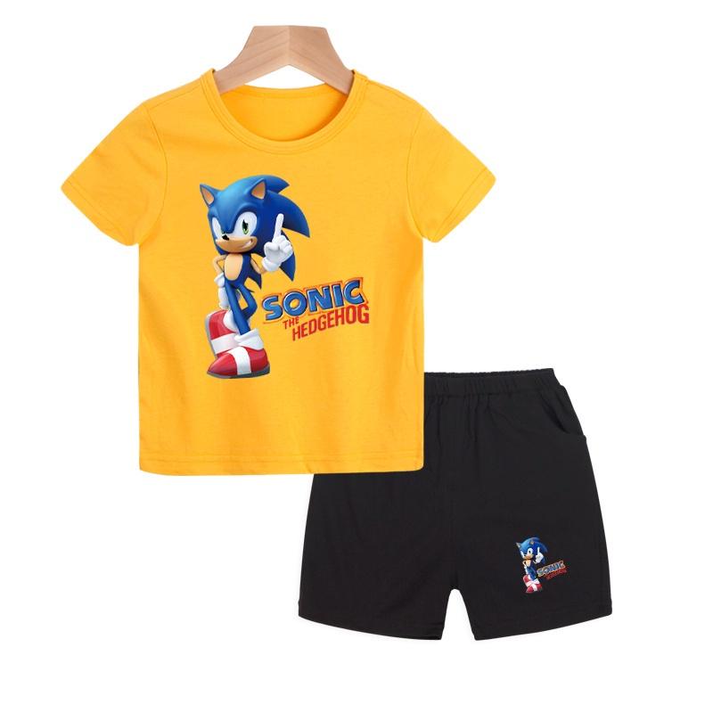 New Boys' Clothing Set, Children's Cartoon T-shirt, Short Sleeved T-shirt and Pants