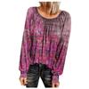 Women Tops Casual  Long Sleeve  Vintage Print Shirts Blouses Tops