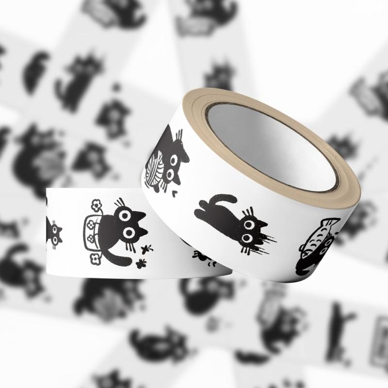 Pack of 500 Cartoon Black Cats Adhesive Sticker with Strong Stickiness for Stationery Crafts and Sealing Applications