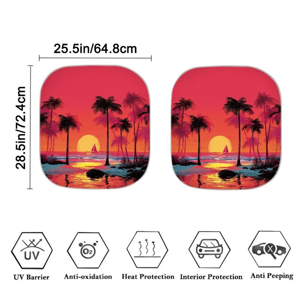 2-Piece Car Sunshade - Coconut Grove Design for Summer Heat Insulation