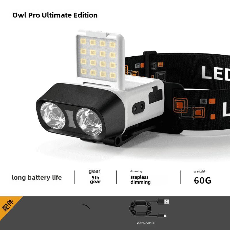 Dobíjecí Vodotěsné Rybářské Světlo na Hlavu s Indukcí, Červené Nouzové Světlo, Vysoký Jas, Lehký Design.