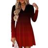 Women's Fashion Gradient V-neck Long Sleeve Dress