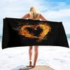 Valentines' Day Beach Towel,Microfiber Pink Fire Bath Towel Oversized,Water Absorbent Towels for Bathroom,Love Heart Bath Towels